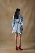 Blue Landscape Gathered Dress