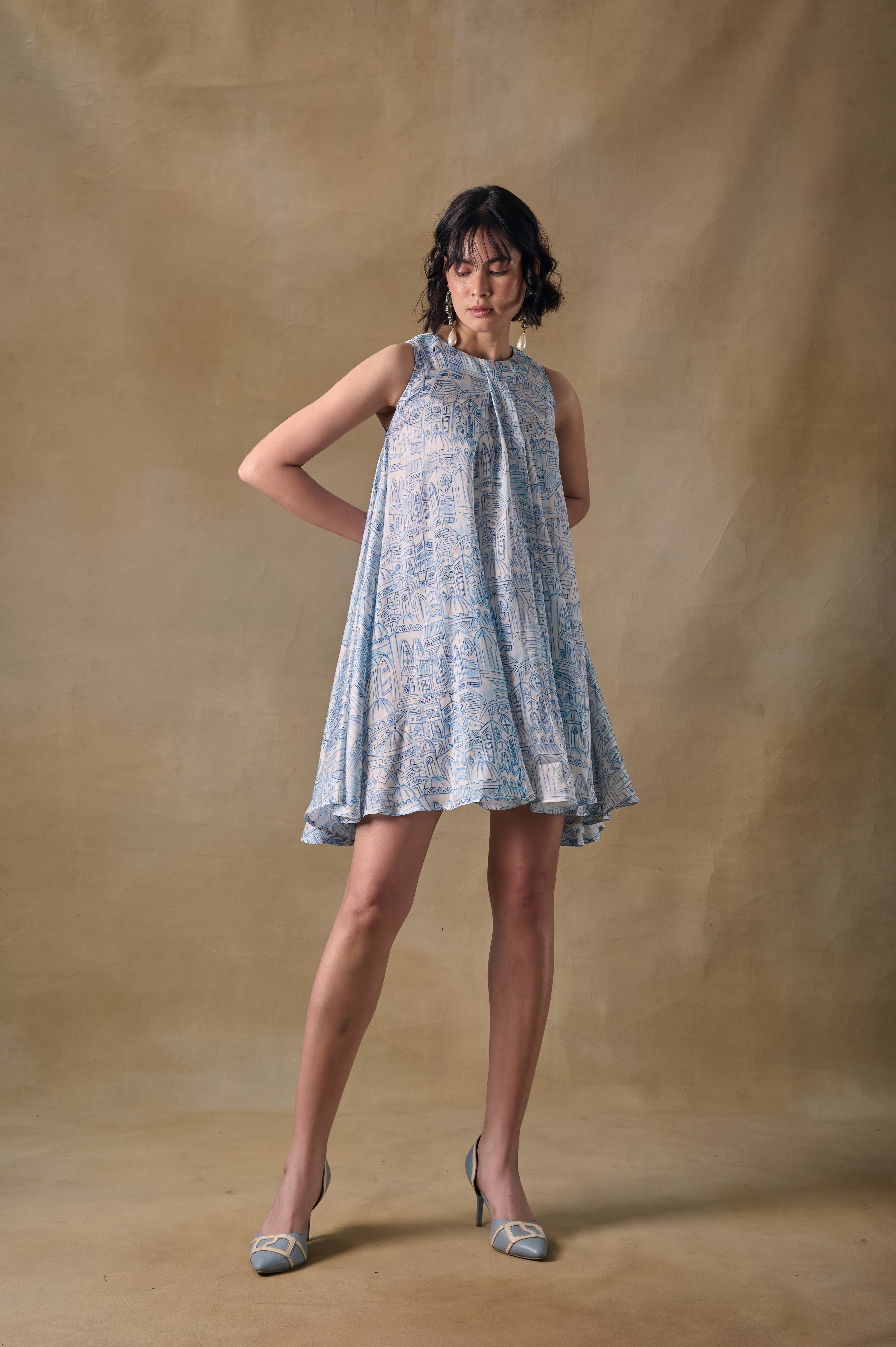 Blue Landscape Monroe Dress