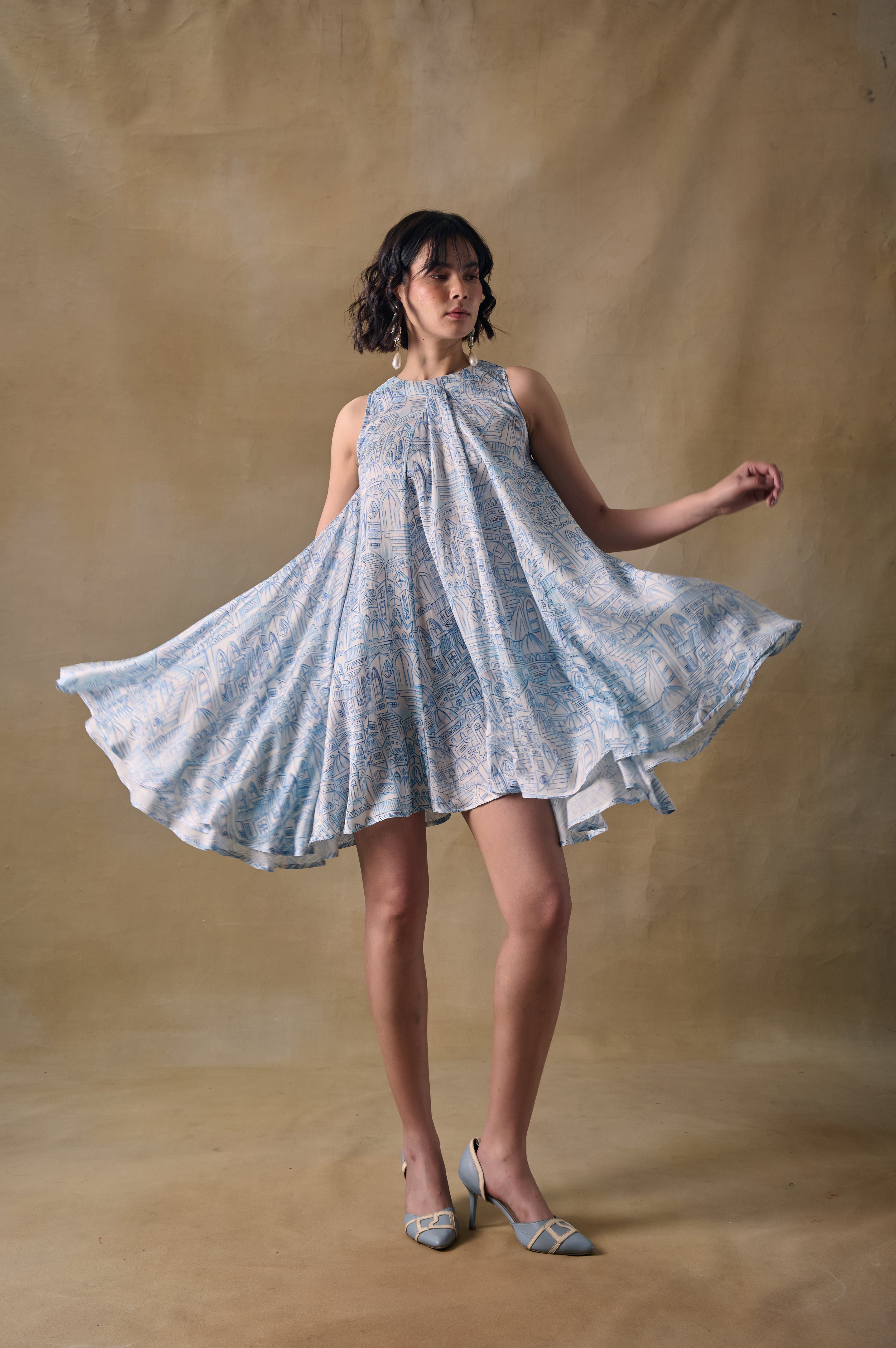 Blue Landscape Monroe Dress