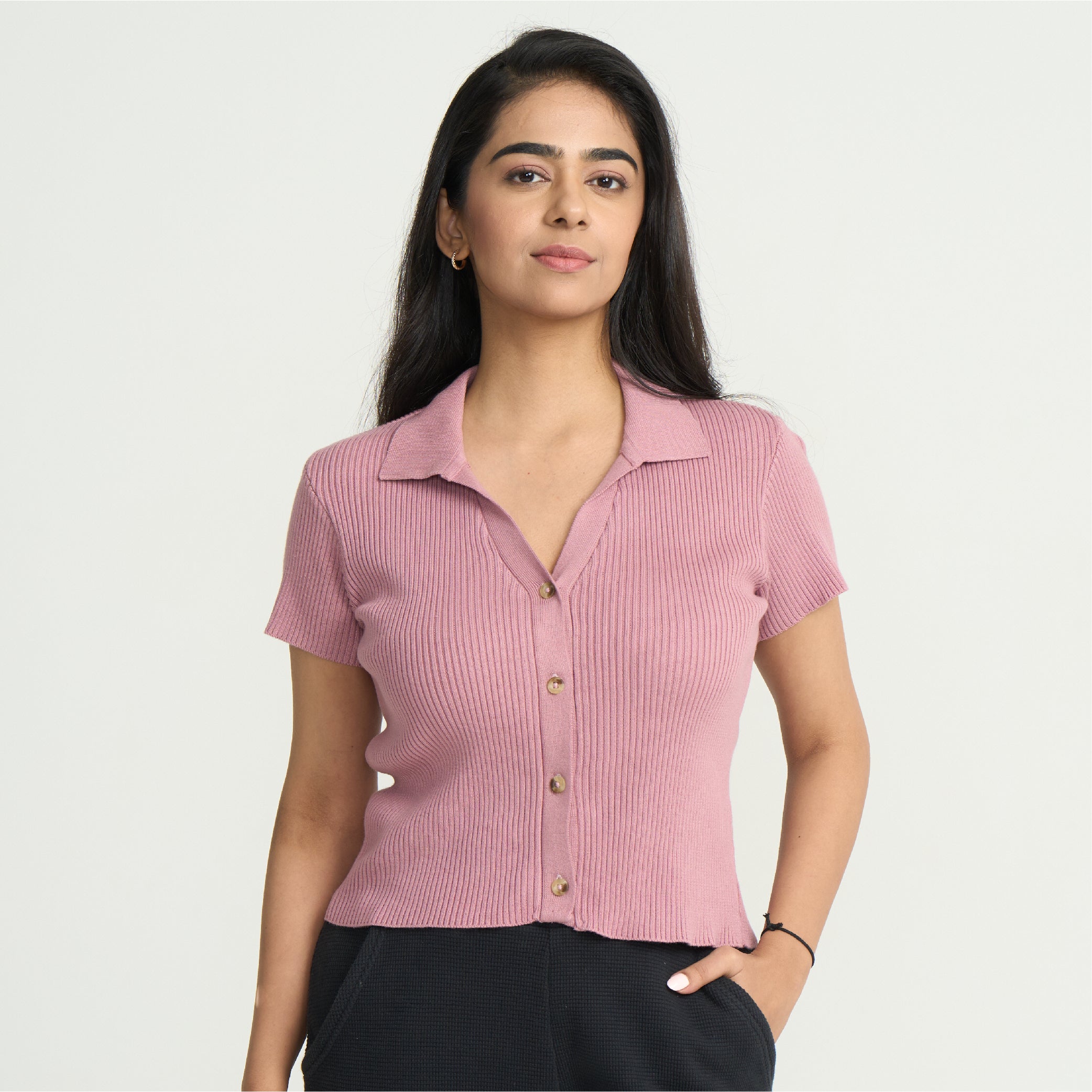 Lounge Collared Crop Top