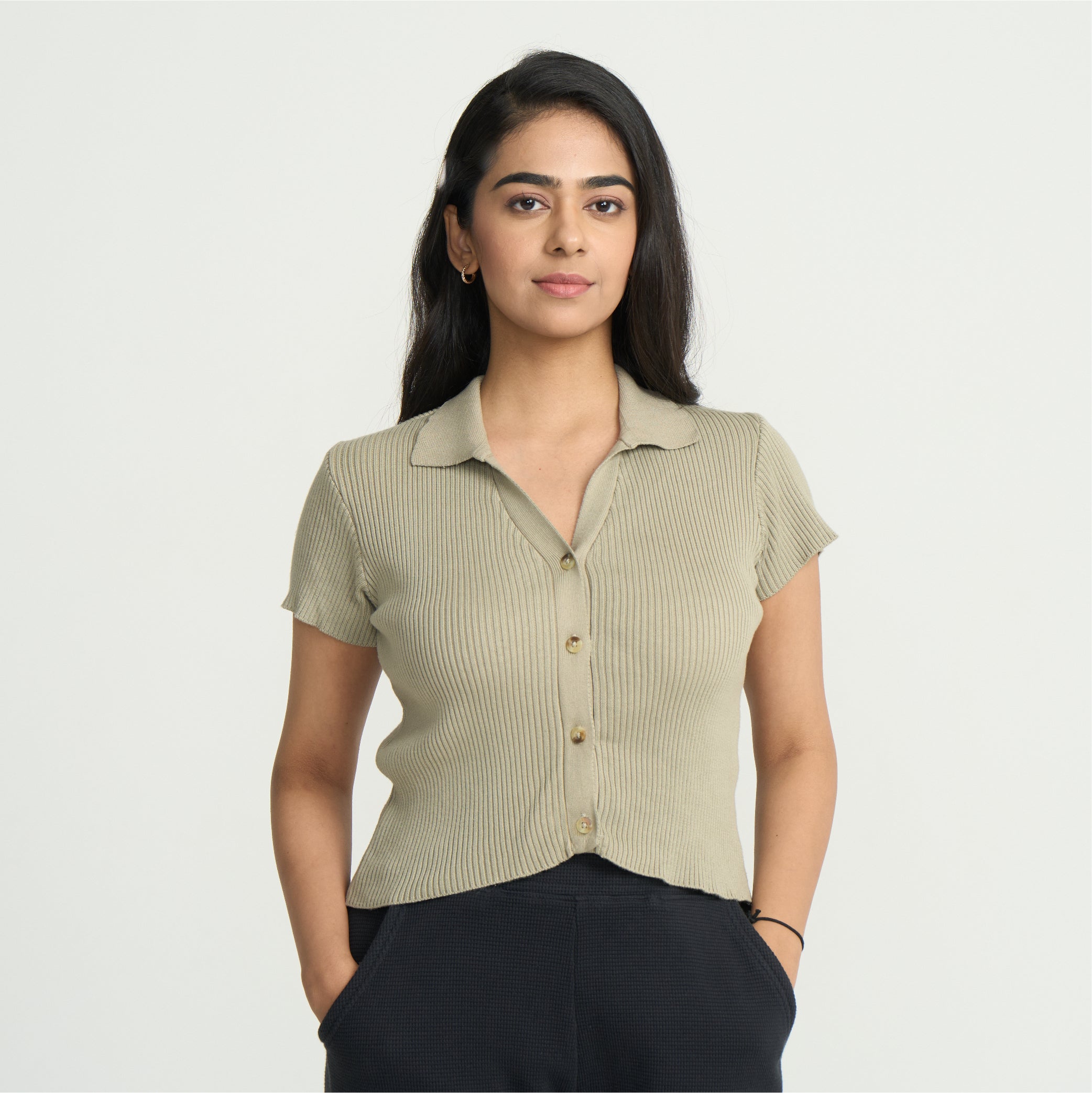 Lounge Collared Crop Top