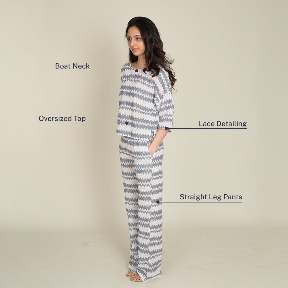Blue Chevron Co-ord Set