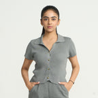 Lounge Collared Crop Top