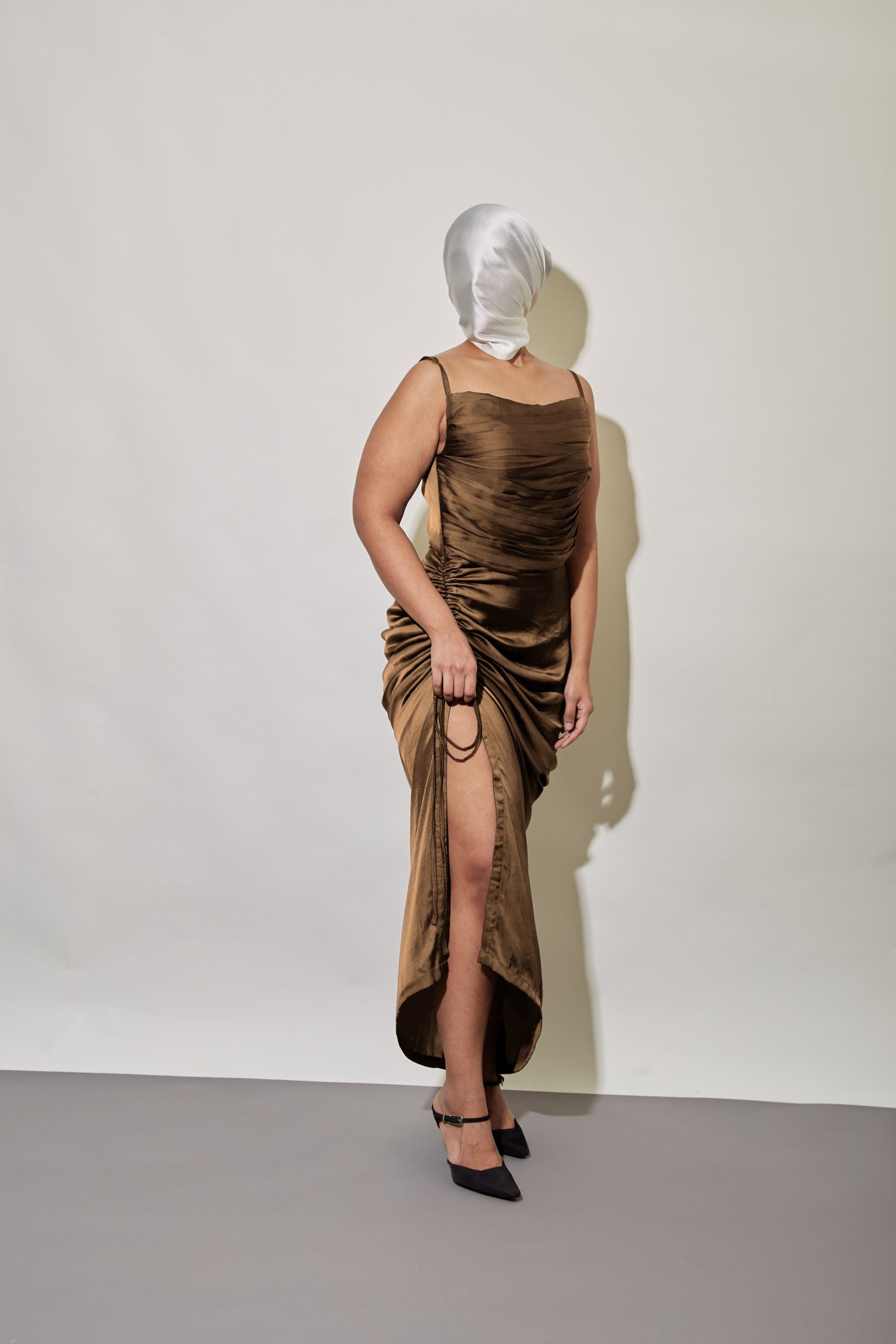 Midnight Gold Metallic Satin Dress