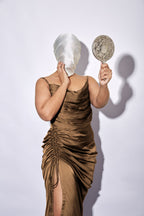 Midnight Gold Metallic Satin Dress