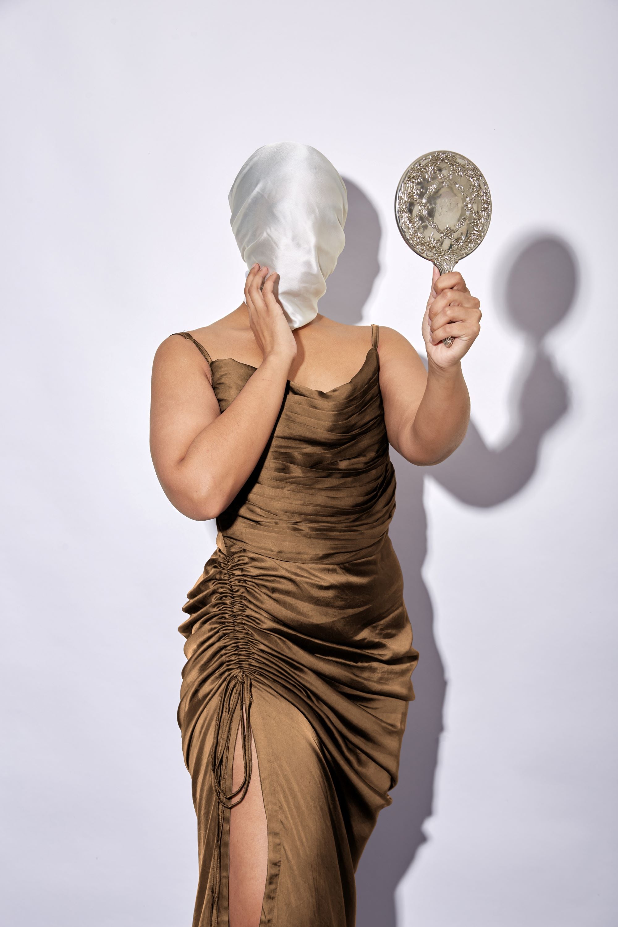 Midnight Gold Metallic Satin Dress