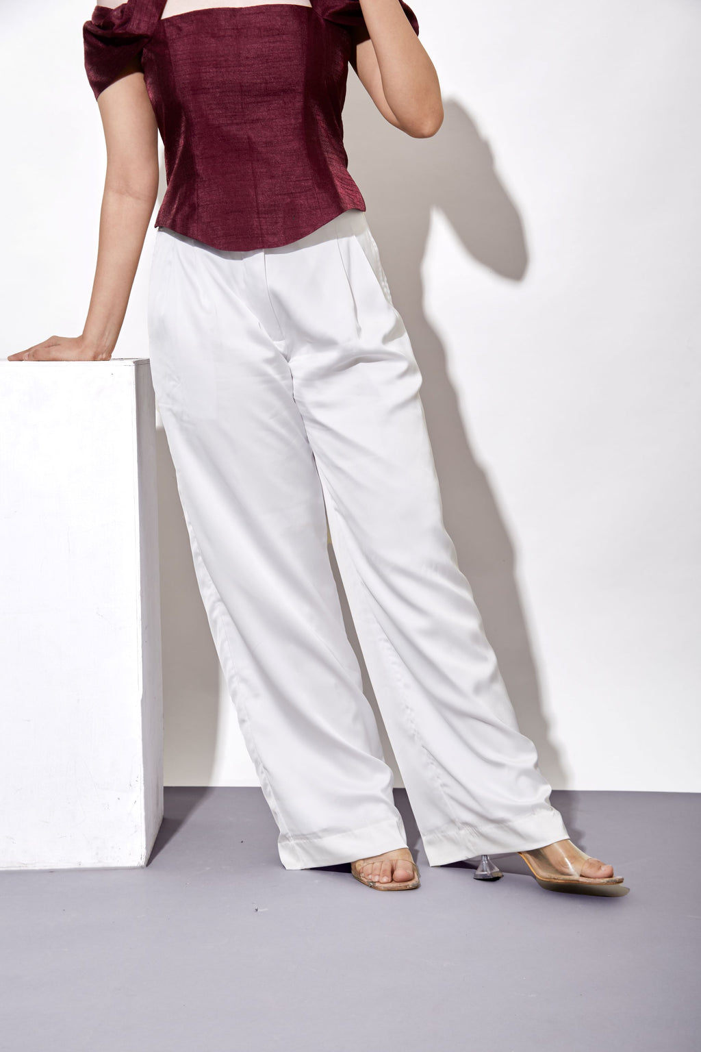 Dusk White Satin Pants
